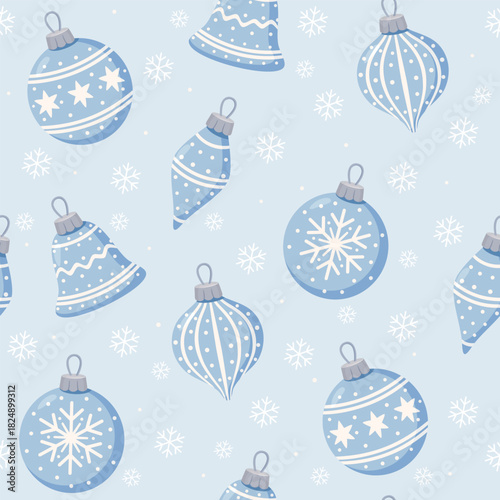 Blue Winter Ornaments Seamless Pattern