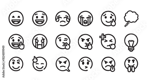 Collection of diverse emoji vector graphics for web and application design