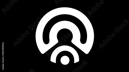 Modern abstract human profile silhouette with concentric circles on a dark background, representing connection or intelligence.