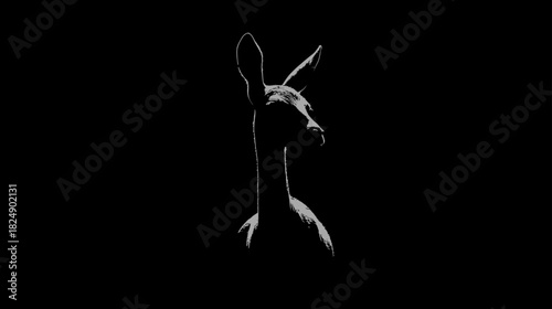 Elegant deer silhouette with dramatic rim lighting on a black background, capturing mysterious wildlife in high contrast