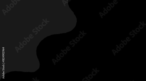 Minimalist dark grey fluid shapes on a deep black background, abstract organic texture with wavy lines, modern design element