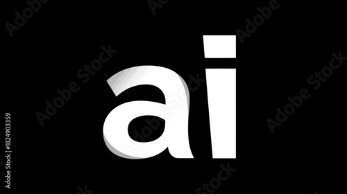 Modern AI letters on black background symbolizing Artificial Intelligence, machine learning, data science, deep learning, and innovation.