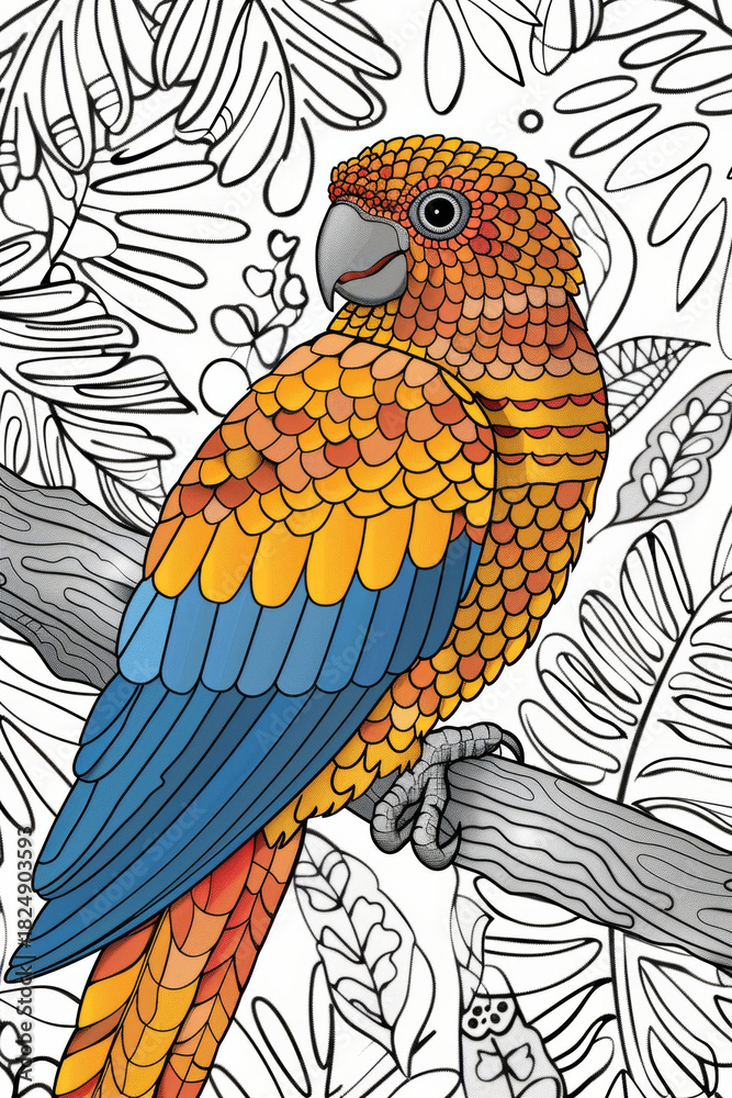 Fototapeta premium colorful parrot with detailed feather pattern