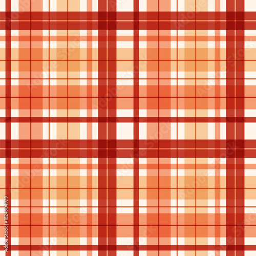 Plaid tartan seamless pattern. 
Vibrant summer or autumn background in warm reddish colors. Vector repeating ornament useful for textile, fabric, clothes, gift paper, wallpaper, wrapping paper, digita