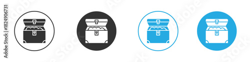 Treasure chest icons logo vector EPS 10, flat vector illustrations