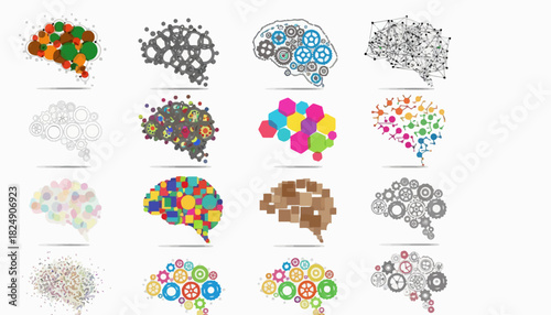 Brain Concept Collection Colorful and Mechanical Designs for Ideas & Innovation