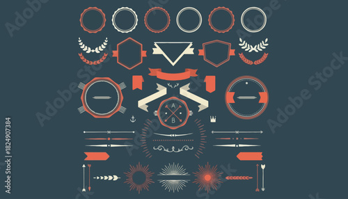 Vintage Design Elements and Decorative Emblems for Retro Branding and Creative Projects