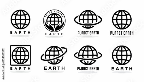 Earth Globe Icon Set Diverse Vector Illustrations for Global Themes and Concepts