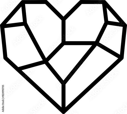Geometric line art heart design, symbolizing modern love and creativity