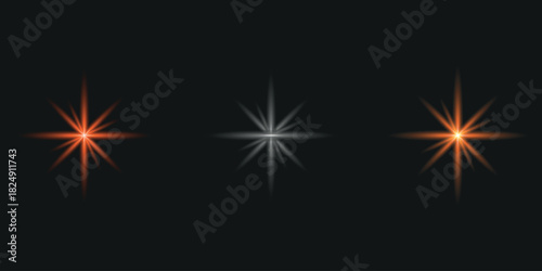 Celestial Trio: An abstract display of radiant stars against a dark backdrop, creating a sense of wonder and cosmic beauty.