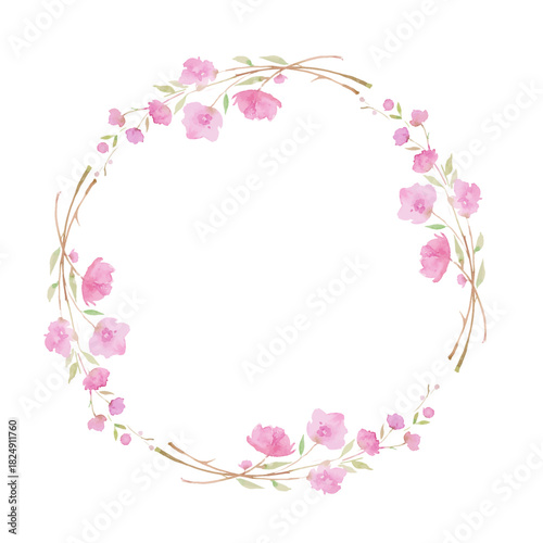 blooming cherry, sakura, , watercolor illustration. branch with pink flowers, watercolor illustration. Hand drawing for the design of invitations, cards, decorations