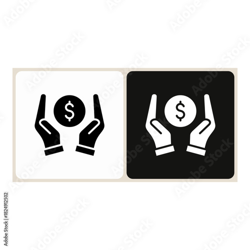 Cash Flow  icon in simple outline style, shown in black on white and white on dark.