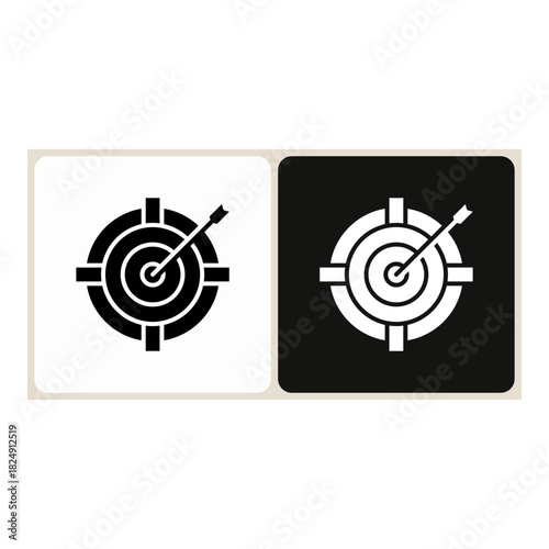 Target  icon in simple outline style, shown in black on white and white on dark.