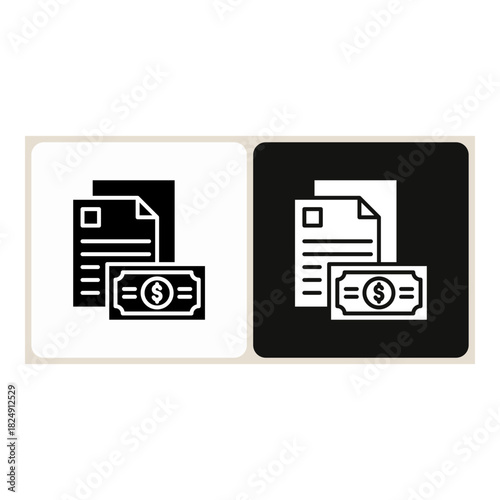 Finance  icon in simple outline style, shown in black on white and white on dark.