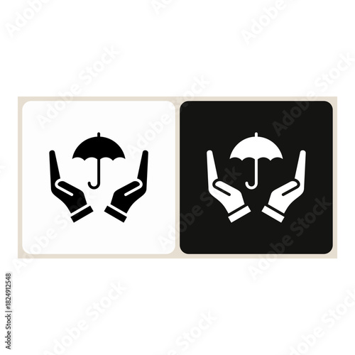 Insurance  icon in simple outline style, shown in black on white and white on dark.