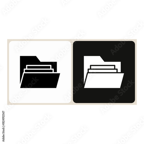 Folder  icon in simple outline style, shown in black on white and white on dark.