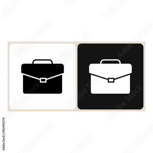 Briefcase  icon in simple outline style, shown in black on white and white on dark.