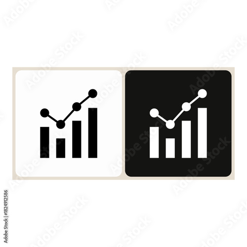 Analytics  icon in simple outline style, shown in black on white and white on dark.