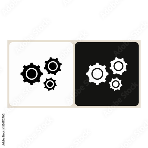 Process  icon in simple outline style, shown in black on white and white on dark.