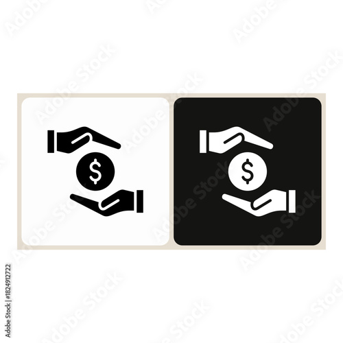 Payment  icon in simple outline style, shown in black on white and white on dark.