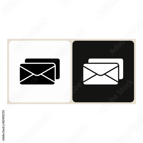 Mail  icon in simple outline style, shown in black on white and white on dark.