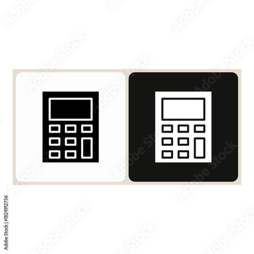 Calculator  icon in simple outline style, shown in black on white and white on dark.