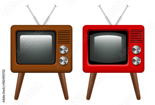 Retro TV on legs. Vector 3D clip art isolated on a white background.