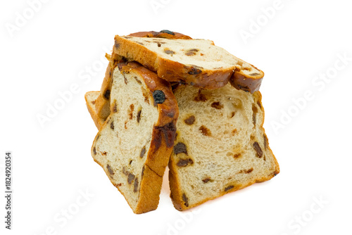 Six Slices of Fruit  bread  Concept of homemade baked goods straight from the oven.