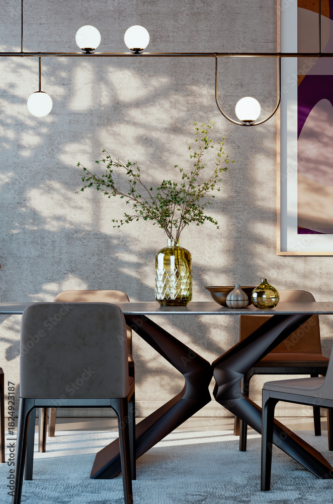 Naklejka premium Large luxury modern bright interiors Living room mockup illustration 3D rendering image