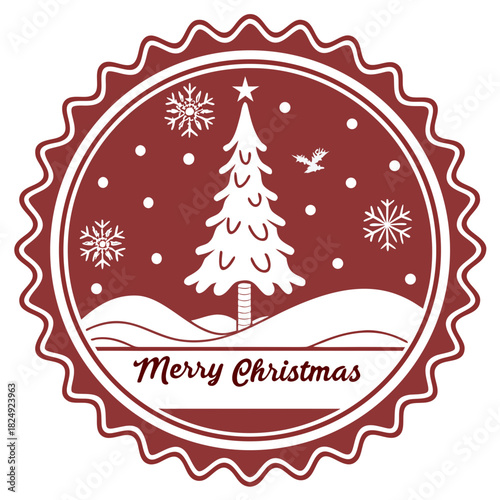 vertical Christmas greeting card banner in paper cut style with tree, candy cane, light bulb, ribbon, snow, star, copy space, decoration, typography and festive holiday background template 