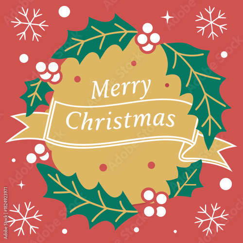 vertical Christmas greeting card banner in paper cut style with tree, candy cane, light bulb, ribbon, snow, star, copy space, decoration, typography and festive holiday background template 