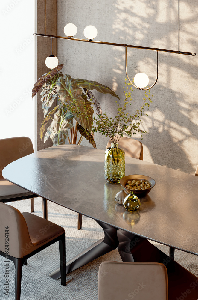 Fototapeta premium Large luxury modern bright interiors Living room mockup illustration 3D rendering image