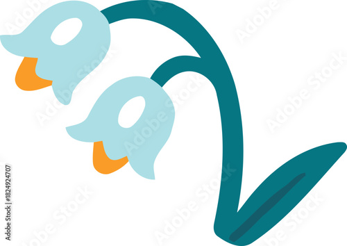 White Bellflower Bloom Vector Illustration