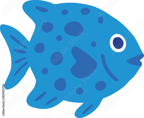 Blue Spotted Round Fish Vector Illustration