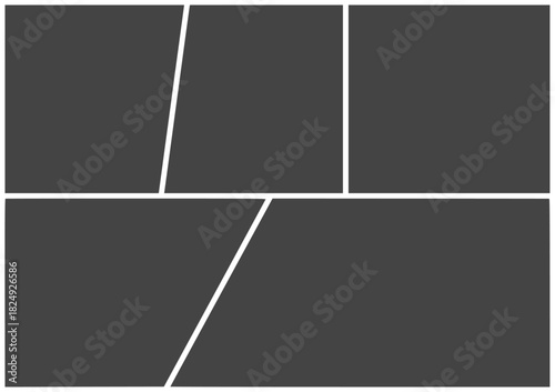 A versatile comic book page and photo collage template with an empty panel grid design