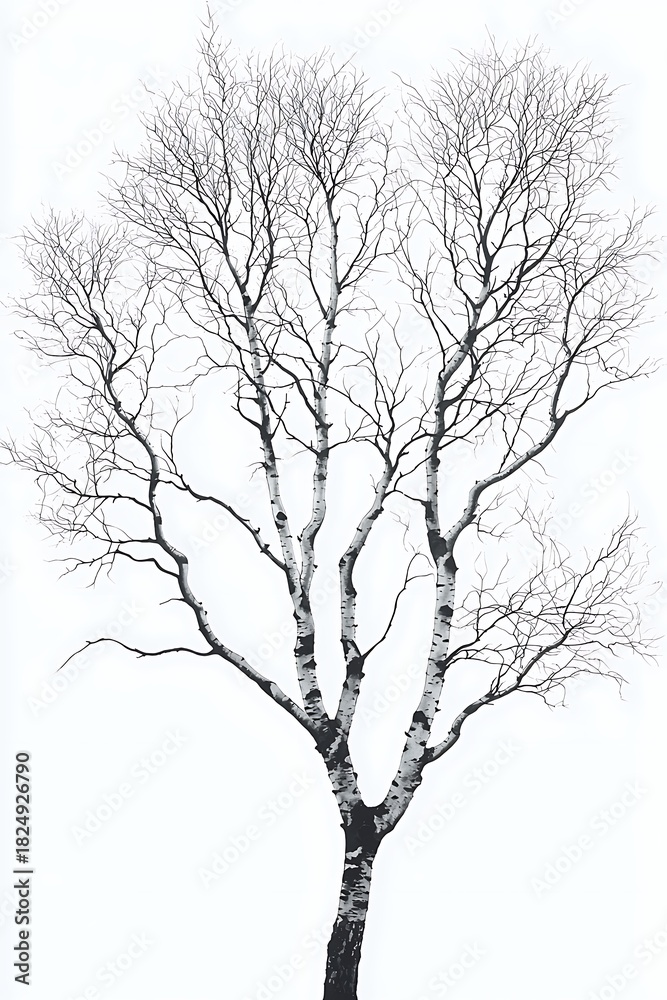 Fototapeta premium Elegant birch trees against white high resolution picture