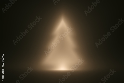 A soft glowing silhouette of a Christmas tree formed by diffused warm light in a dark minimalist space. Elegant, abstract and modern holiday background with a calm, atmospheric mood.