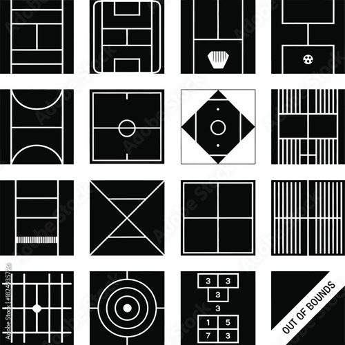Sports Court Layouts and Game Field Top Views