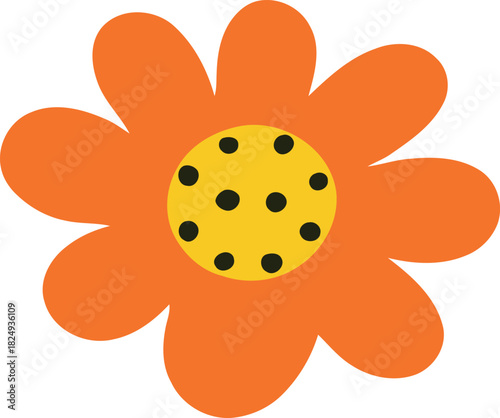 Pink Wildflower Stem with Teal Leaves Vector