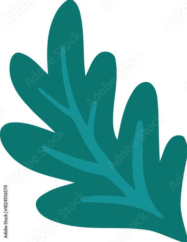 Teal Leafy Branch Foliage Vector Illustration