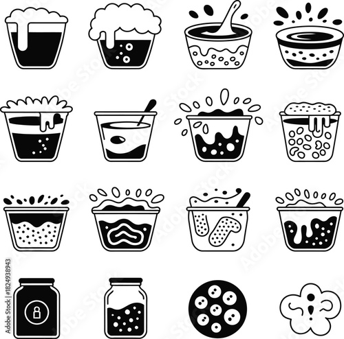 Fermentation and Bacterial Culture Vector Icons