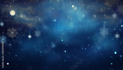 abstract dark blue background with falling snow