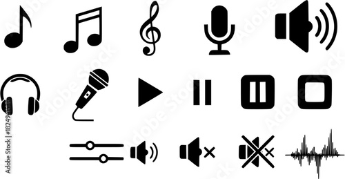 Vector art of music, audio, and sound icons
