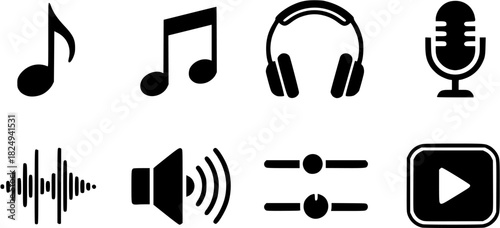 Vector art of music, audio, and sound icons
