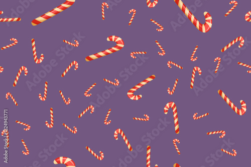 Christmas vector background. Candy cane seamless pattern. Festive design for fabric and textile print.