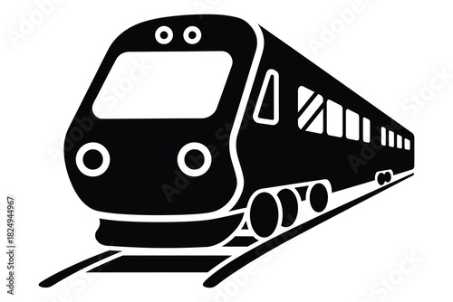Modern Train Icon Vector – High Speed Rail Silhouette Illustration