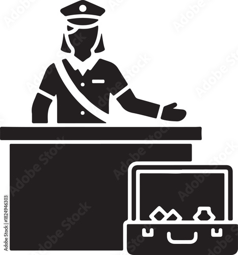 Customs officer conducting baggage inspection at airport or border control, checking luggage for security and regulatory compliance.