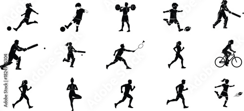 Silhouette collection of various sports and activities