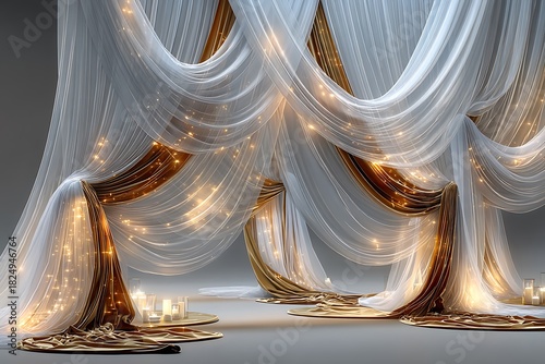Elegant stage curtains glowing with sparkling lights high resolution picture