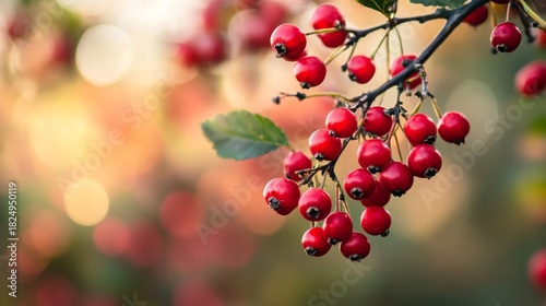 bunch of berries on a background with sunset light generative ai